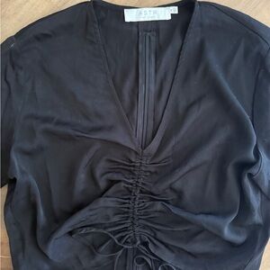 Astr Black Ruched Women's Long Sleeve Top